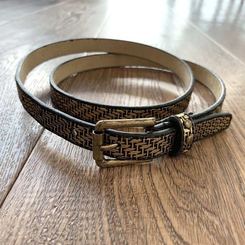 Black and Gold Leather Belt
